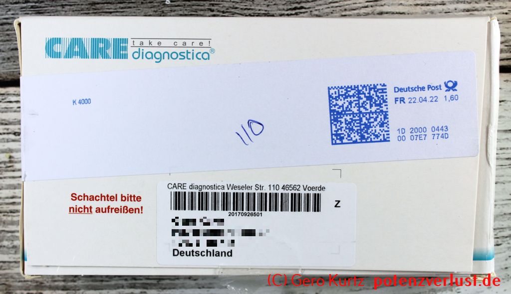 Darmselbsttest immoCARE-C von Care diagnostica - Brief mit dem Set