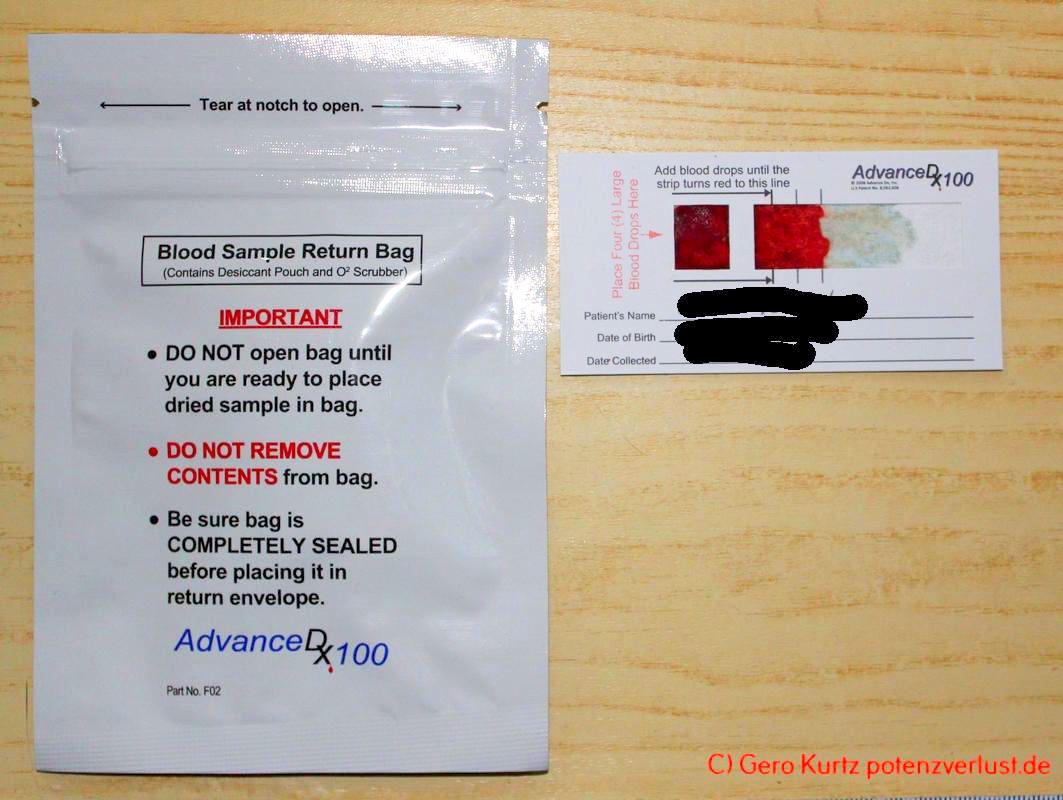 PSA-Test von Verisana - Blutkarte und Rücksendeverpackung