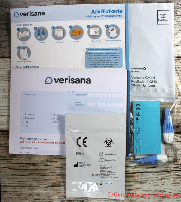 PSA-Test von Verisana - Inhalt der Verpackung
