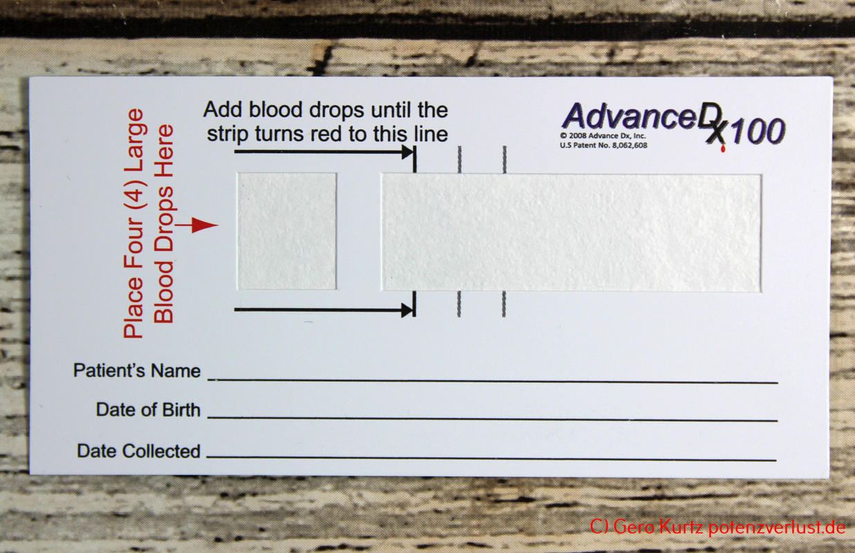 PSA-Test von Verisana - Blutkarte